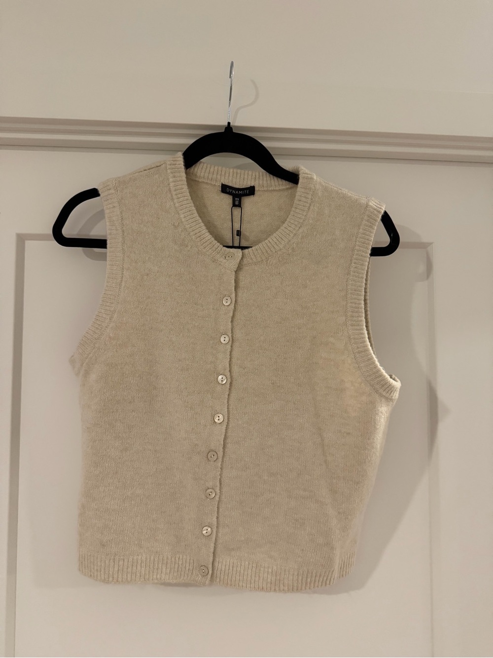 Dynamite Cream Button-Front Knit Sweater Vest